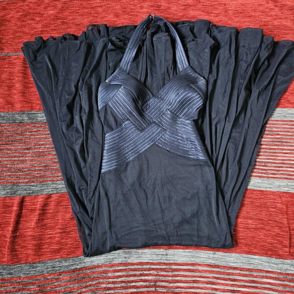 Navy Vintage Cache Halter Gown - Picture 4 of 13